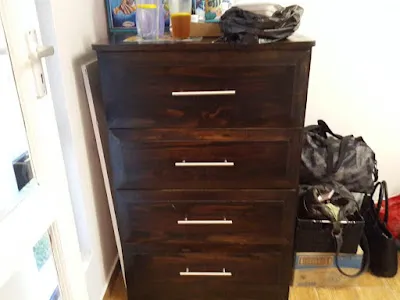 Imbuia Stained Pine Chest of Drawers